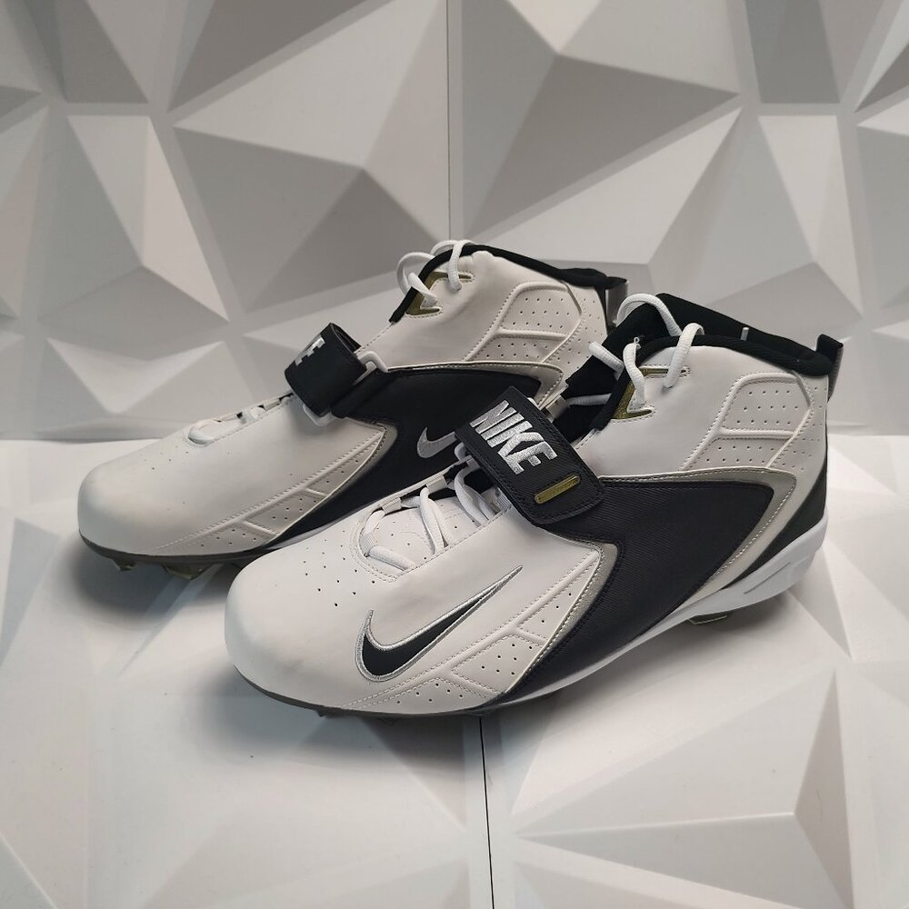 Nike Men's Football Cleats 18 White Black Shoe Lacrosse Air Zoom Boss Shark - Picture 10 of 13